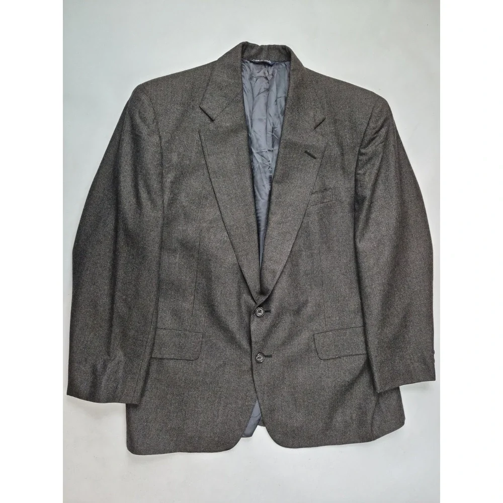 Briar Mens Brown Houndstooth Wool Sport Coat 41S Made in Italy Vintage 2 Button